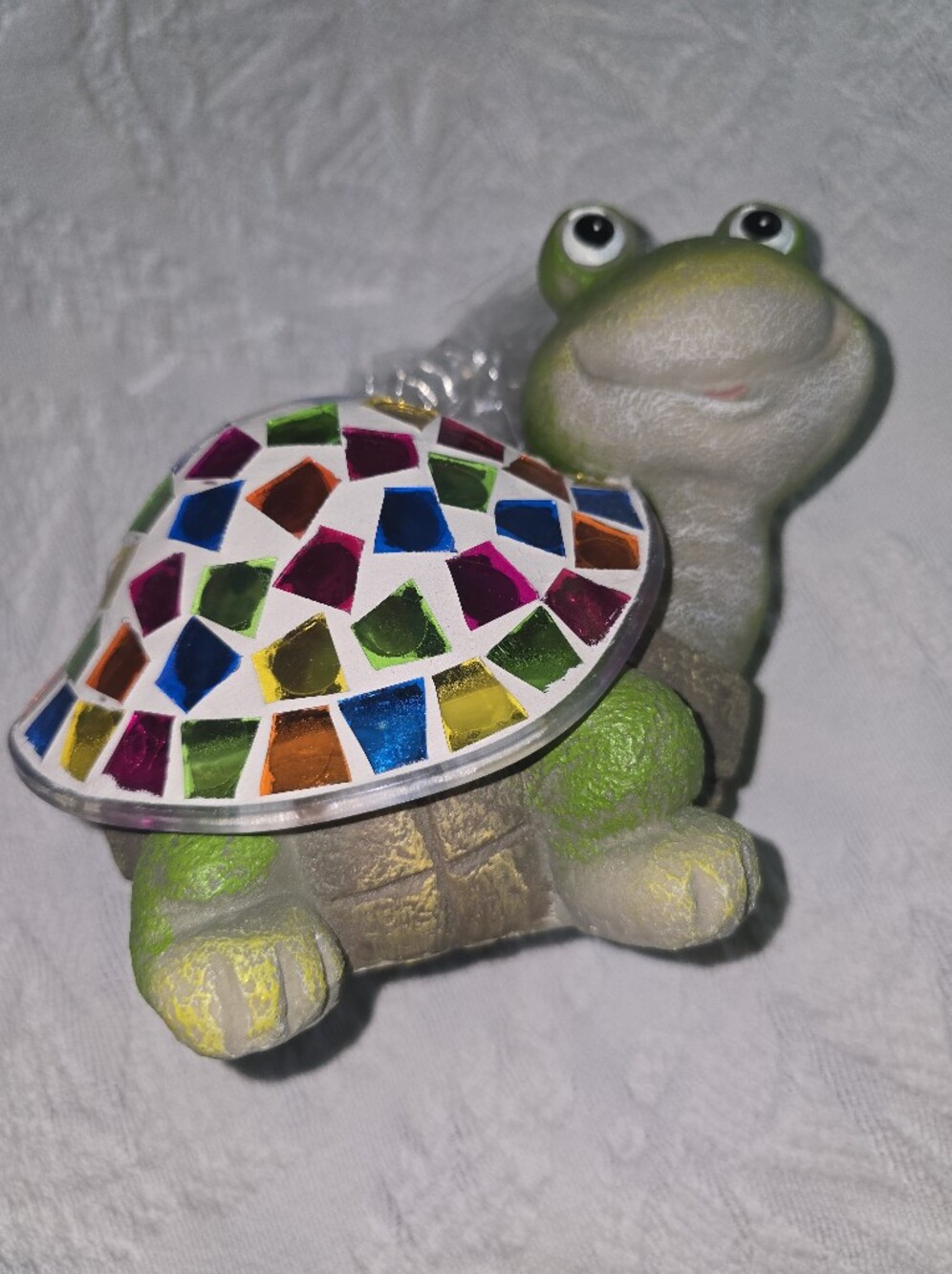 Green Mosaic Turtle Reptile Décor - Colorful Shell Accent Lighting Outdoor